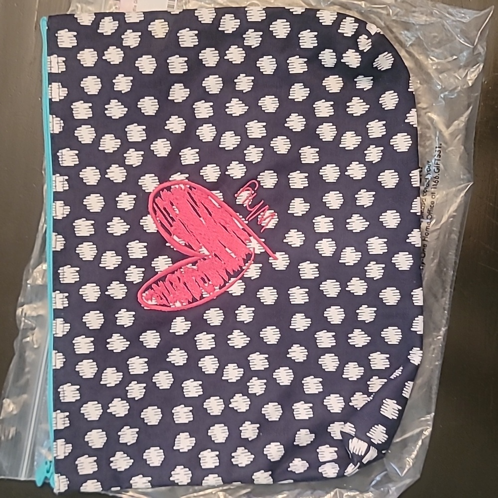 Thirty-One Navy Doodle Dot Zipper Pouch